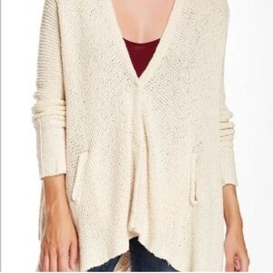 Free People Cream V-Neck Sweater Cardigan